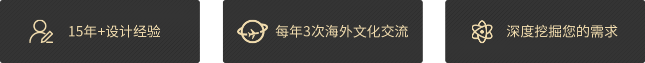 15年+设计经验|每年3次海外文化交流|深度挖掘您的需求